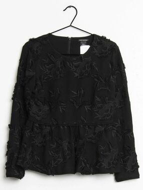 Club Monaco Black Floral Texture Peplum Blouse